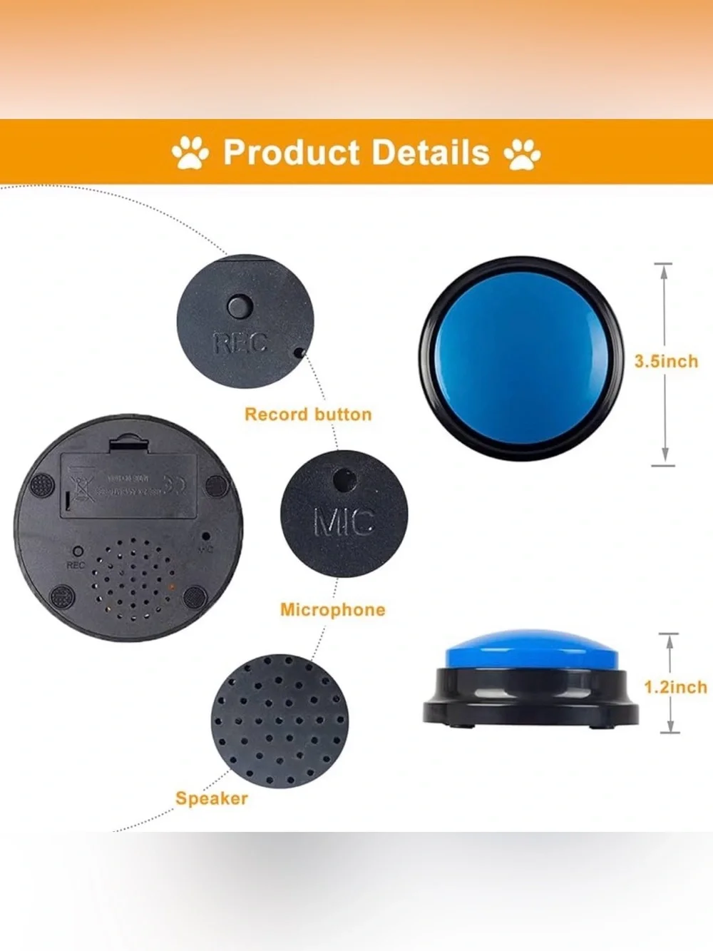 Molik Recordable Communication Buttons (4-Pack) – 30 Second Voice Recording 🐾🎙️